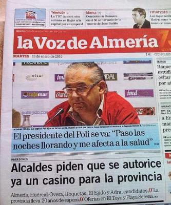 Según la Voz de Almería el presidente del Poliejido "se va". Fuentes llegadas a Motril@Digital la dimisión no se hará efectiva
