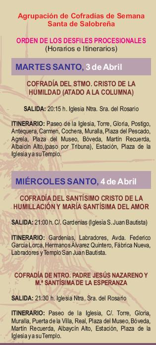 Procesiones e itinerarios de la Semana Santa de Salobreña
