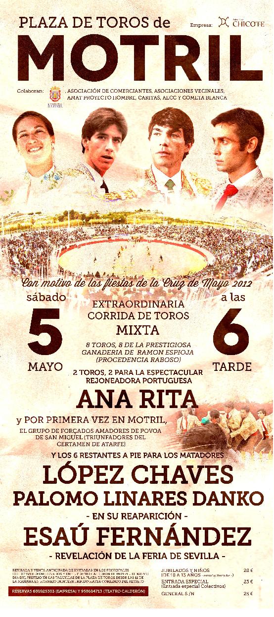 Motril acoge un cartel taurino de lujo para las Cruces de Mayo 2012 que aglutina diversas artes del toreo