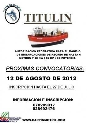 El Club de Pesca Carpin de Motril organiza un curso para patronear embarcaciones