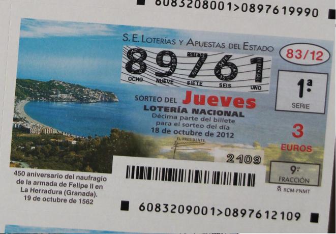Ya está a la venta la lotería que se suma a los actos conmemorativos del 450 Aniversario del Naufragio de la Armada en La Herradura