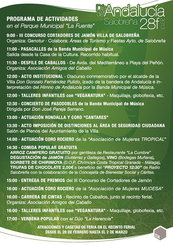Programa de actividades para el Día de Andalucía en Salobreña