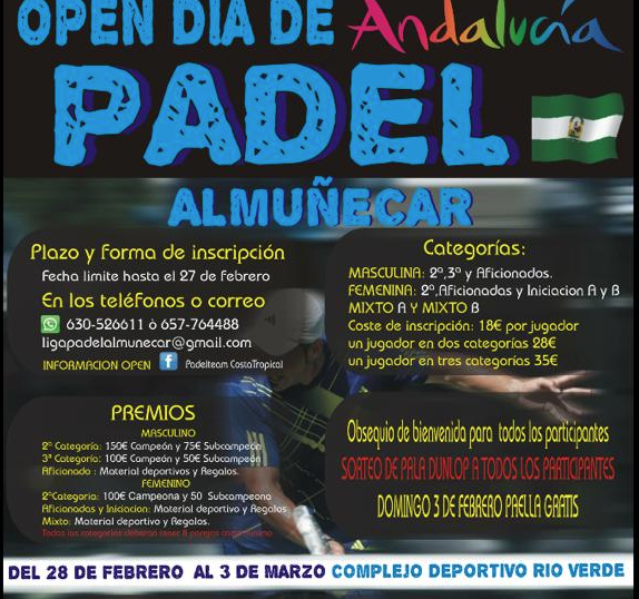 Almuñécar celebra el Torneo de Pádel Día de Andalucía