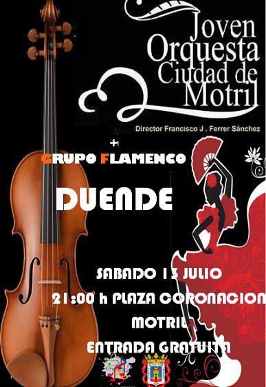 La Joven Orquesta Ciudad de Motril y el grupo Duende actuarán hoy sábado en la plaza de la Coronación