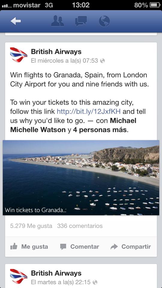 British Airways promociona el litoral motrileño en su campaña en Facebook